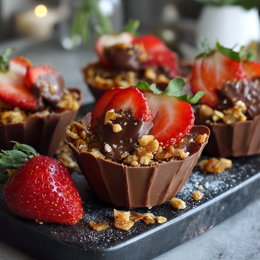 Dubai Chocolate Strawberry Crunch Cups