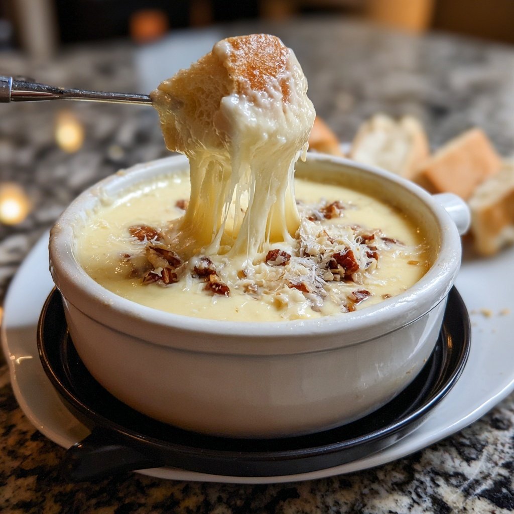 Fondue with White Cheddar and Garlic