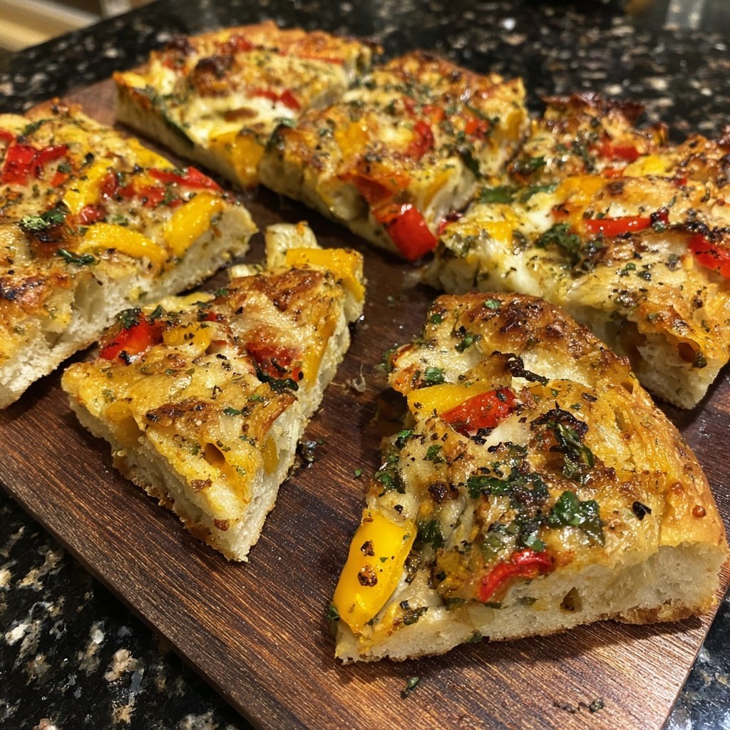 Baked Veggie Stuffed Flatbread Squares