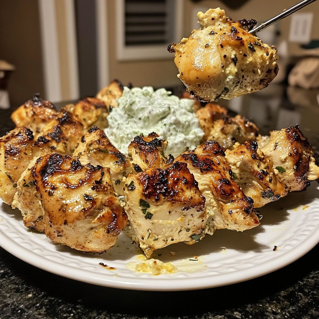 Greek Chicken Souvlaki with Tzatziki Sauce