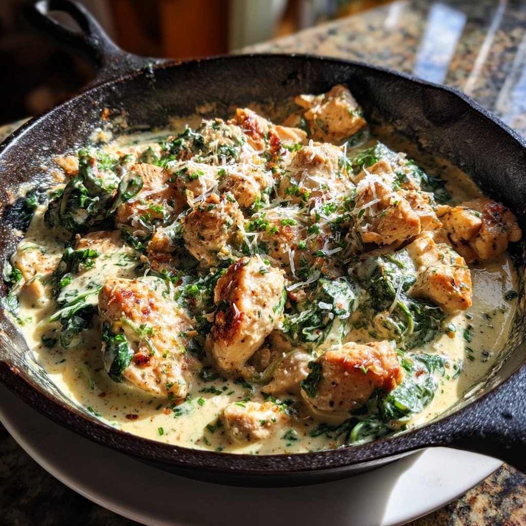 Creamy Chicken And Spinach Skillet