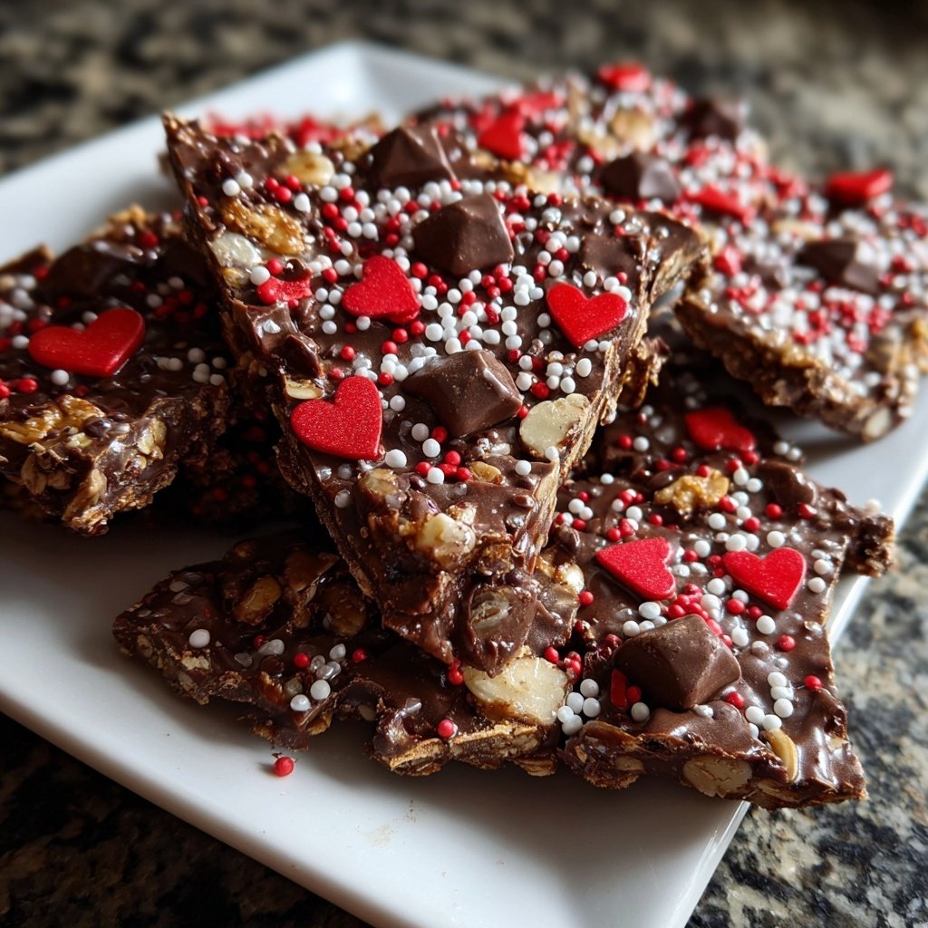Valentines Snacks Chocolate Granola Bark